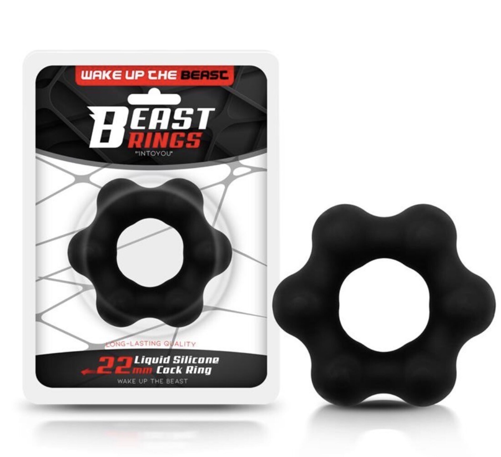 Anillo de silicona negro con bolitas - 1