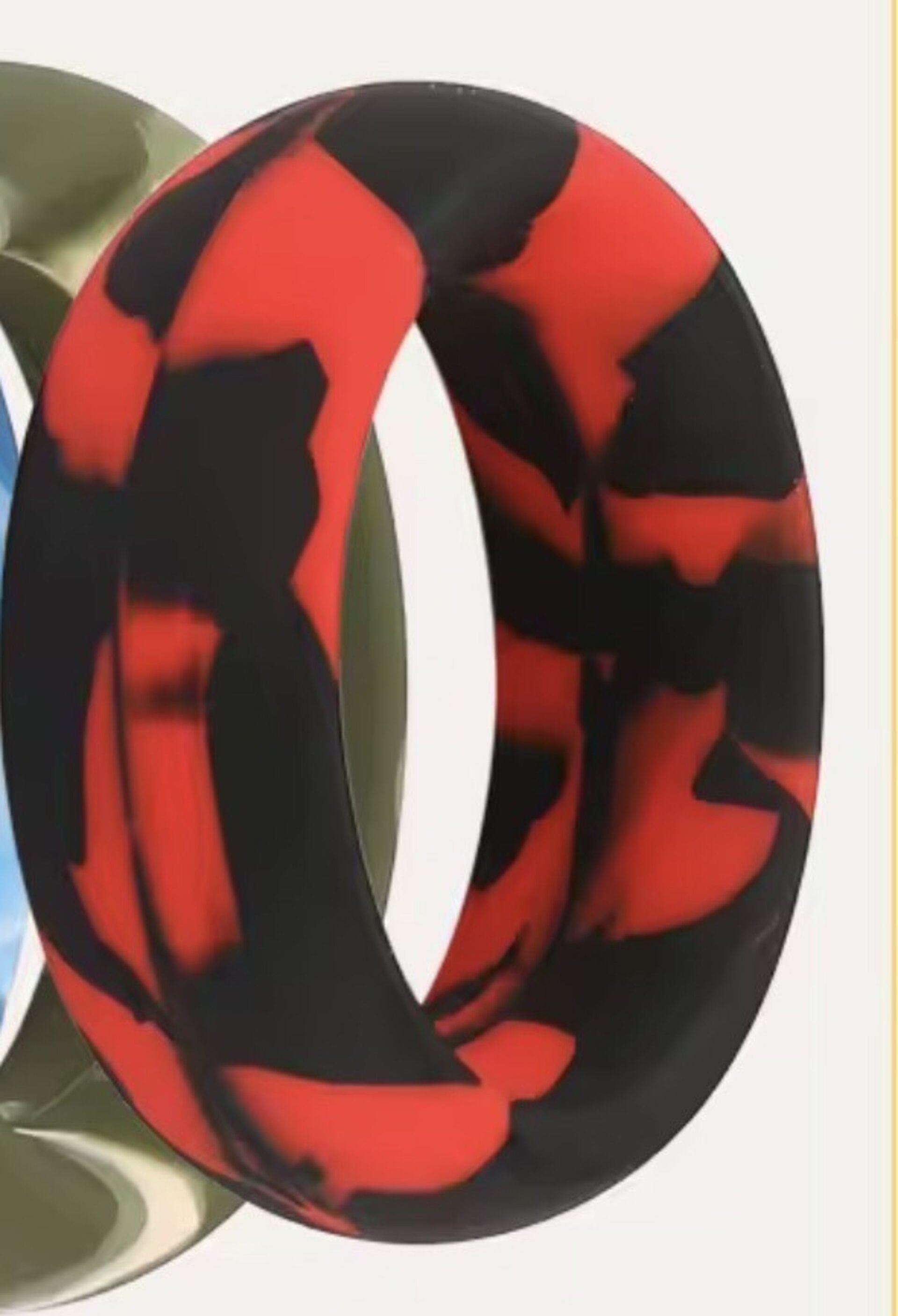 Anillo de silicona rojo y negro - 2