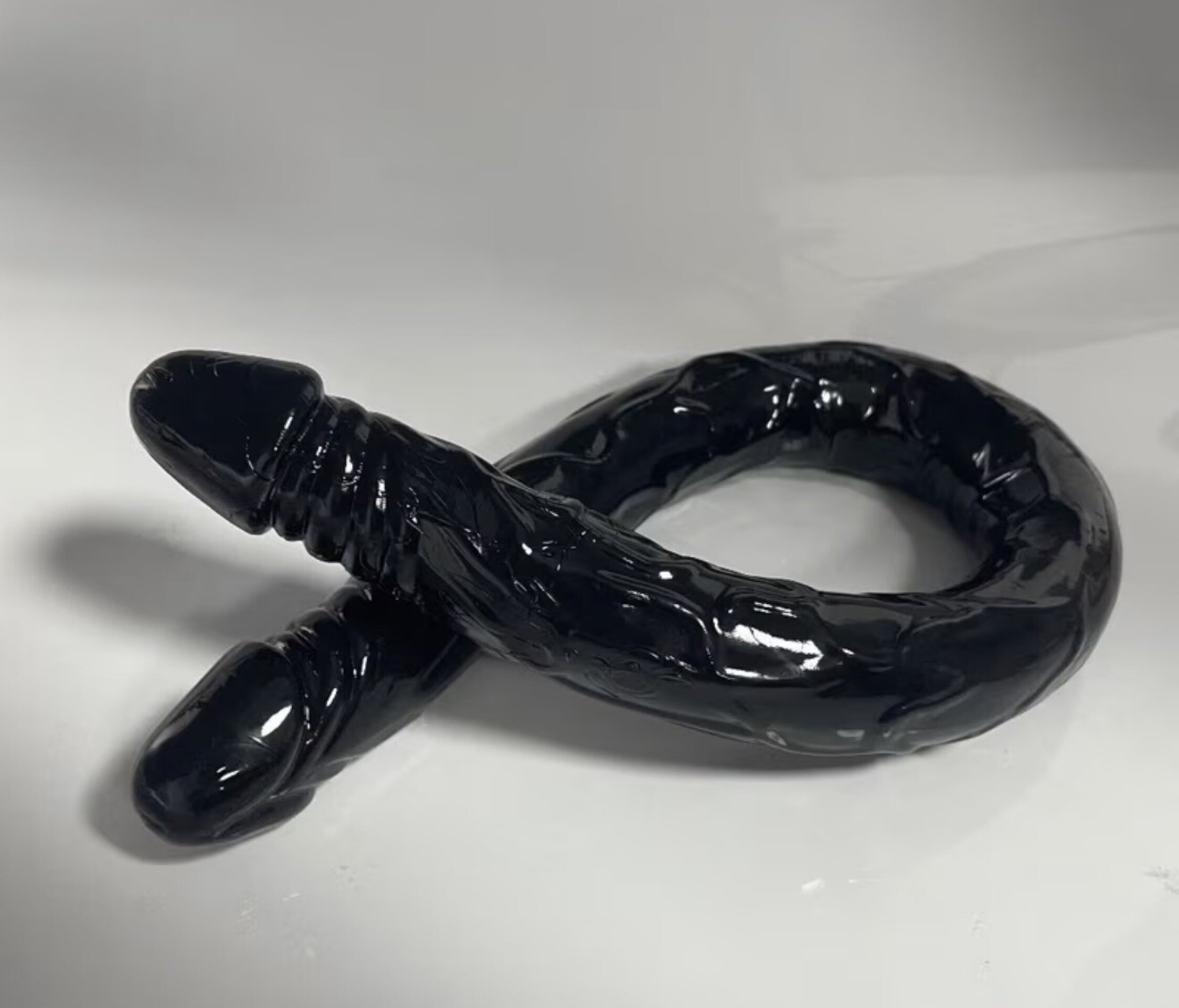 Dildo 2 en 1 realista negro - 1